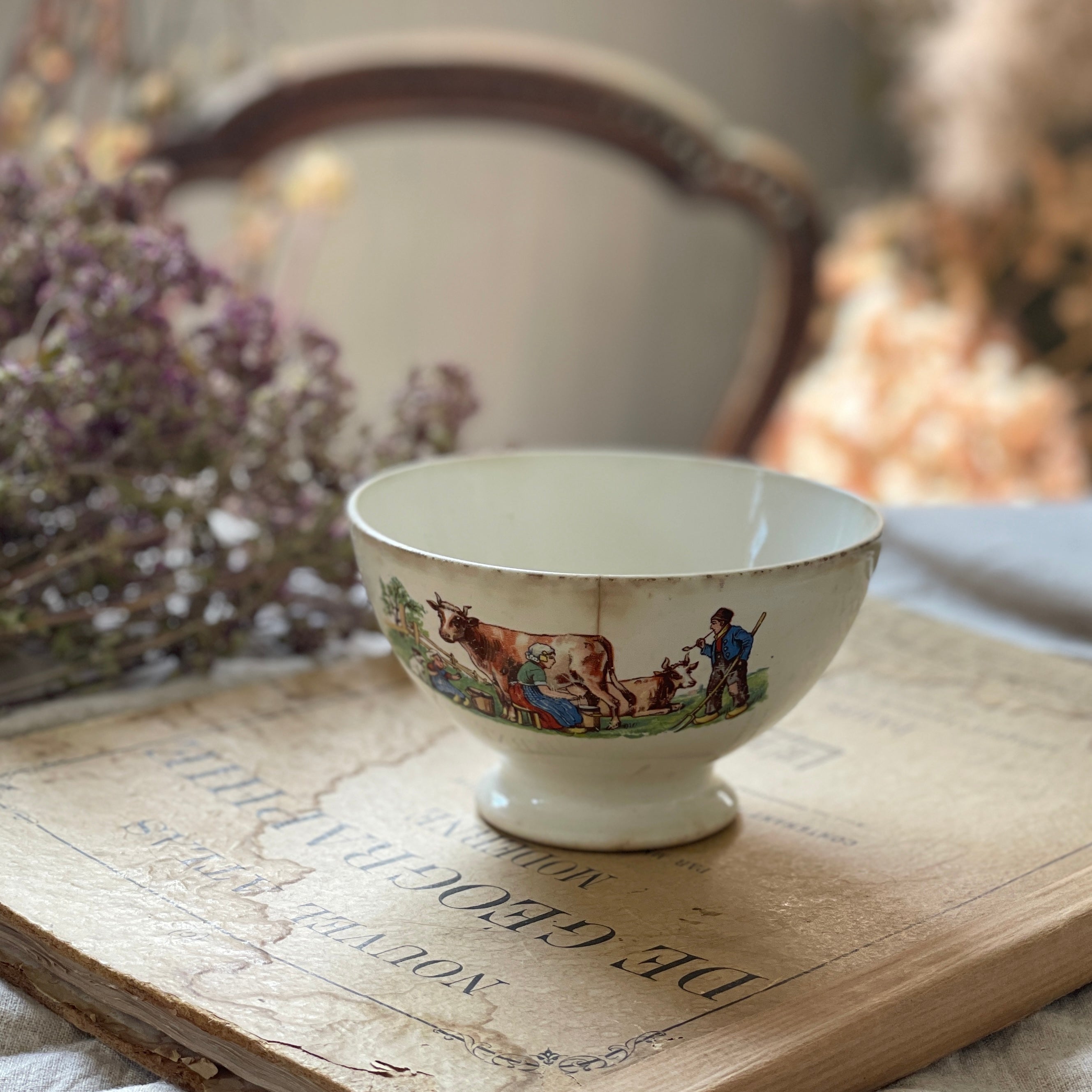 フランス アンティーク カフェオレボウル ムーランデルー 林檎