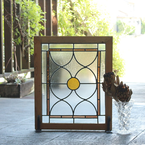 アンティーク ステンドグラス 木枠 ガラス アンティーク ステンド