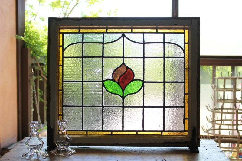 割引 大型のステンドグラスのパネル 大型 ヴィンテージ ステンドグラス
