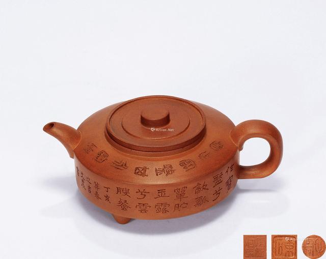 送料無料民国宜興白泥/段泥大花鉢『銭建英造』款幅31.5cm中国古玩骨董