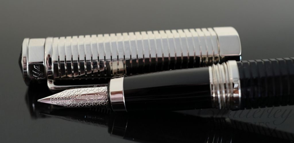 Closeout-Montegrappa NeroUno Linea Duetto Black/Silver Fountain Pen