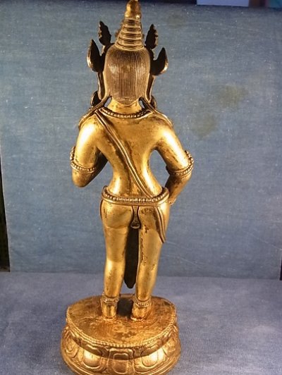 観音菩薩立像（鍍金銅製チベット仏像)アンティーク - Chagamocraft