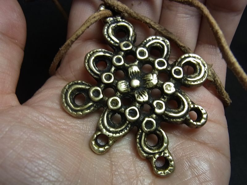 オールドチベッ仏教トクチャ 銅製印章 法螺貝文 お守り 緒締玉 提げ物