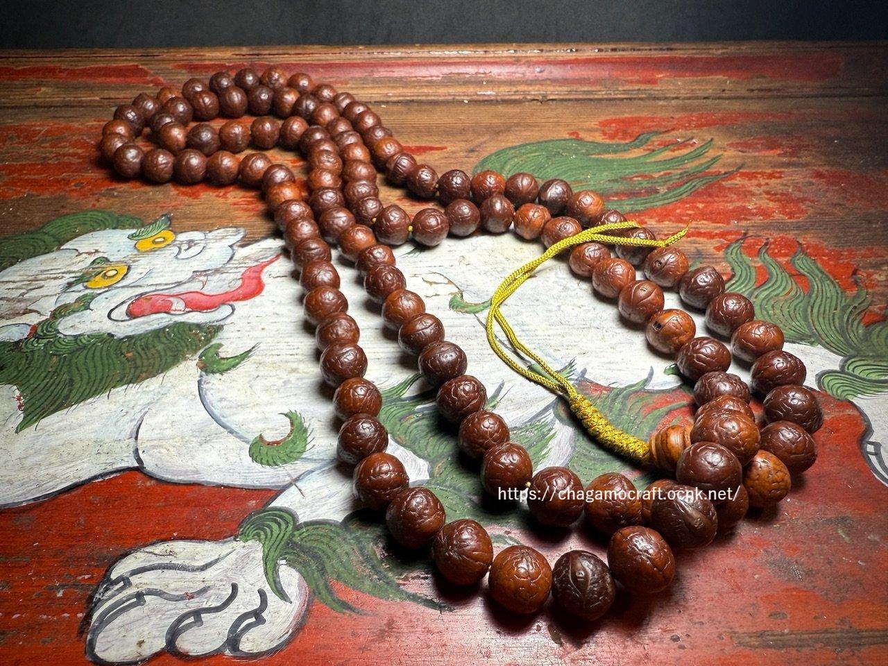 鳳眼菩提樹のチベット念珠 (Tibetan Buddha Chitta Mala ) 108珠・12mm