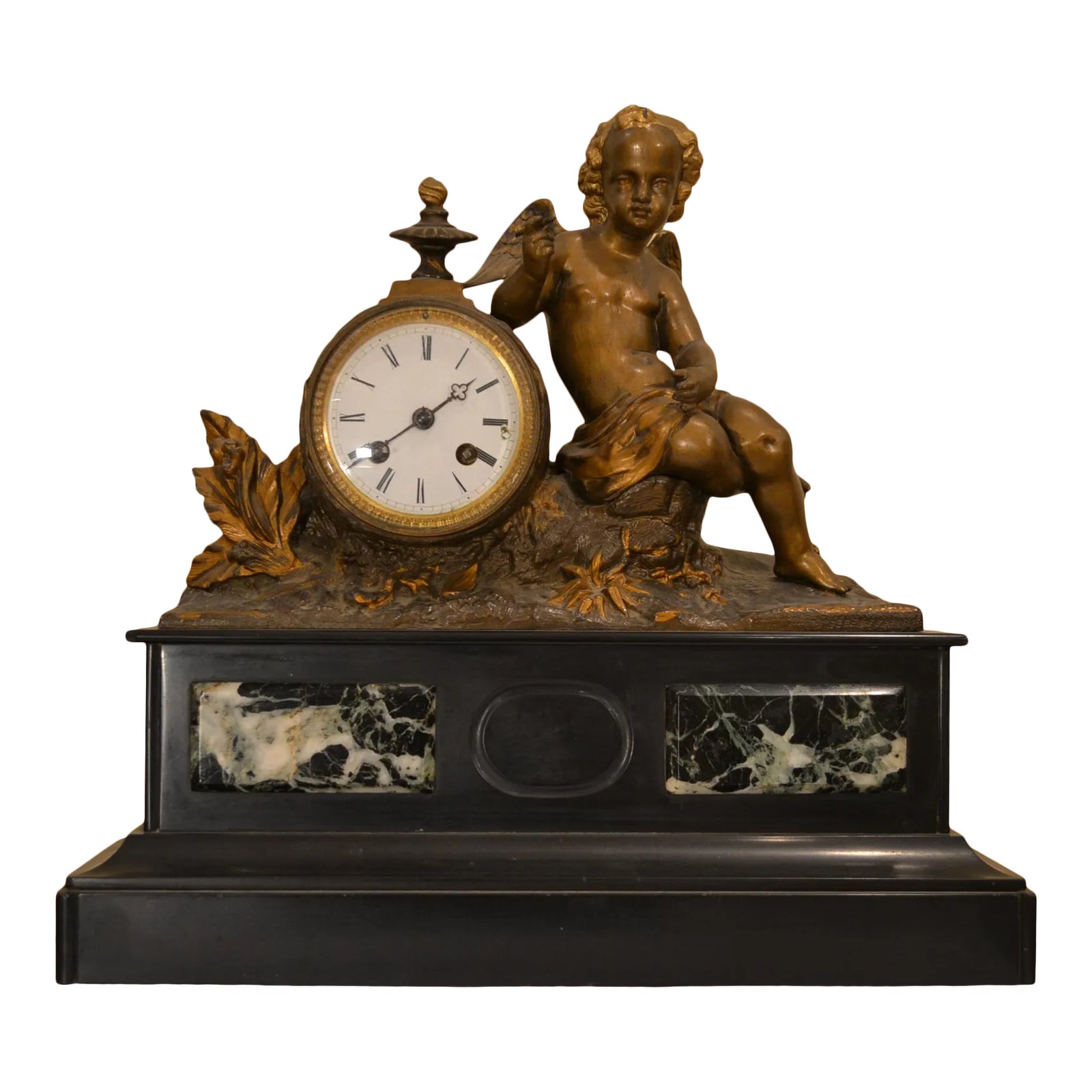 Antique Clock Late 19th Century Japy Freres Cherub Mantel | Chairish