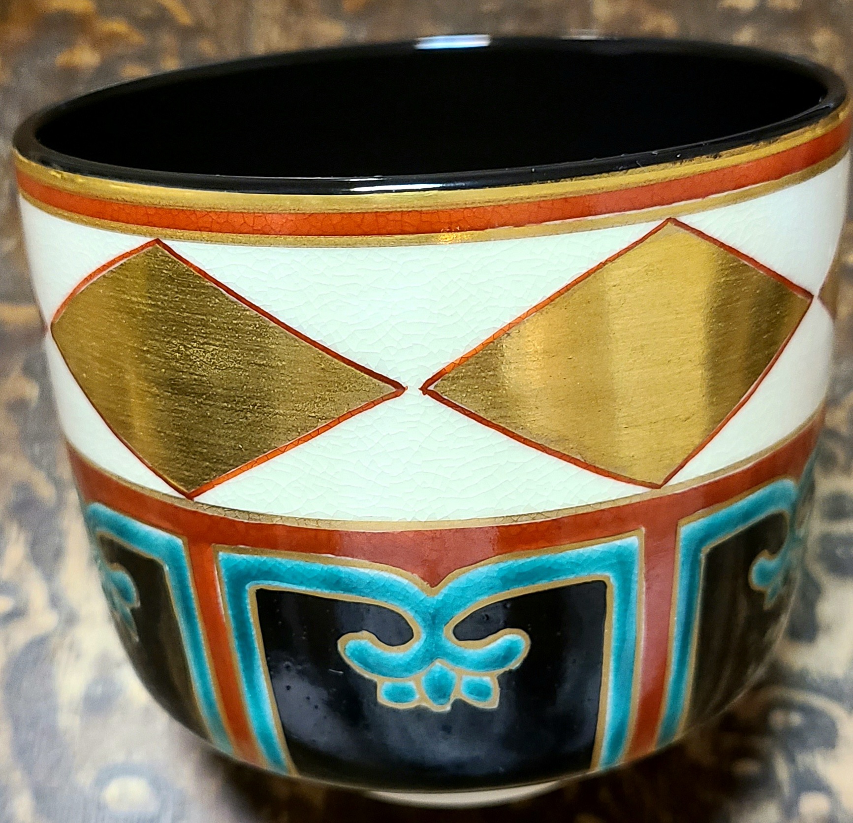 時代 仁清作 色絵金銀彩瓢箪型花車紋 共箱 茶道具 送料込み260122