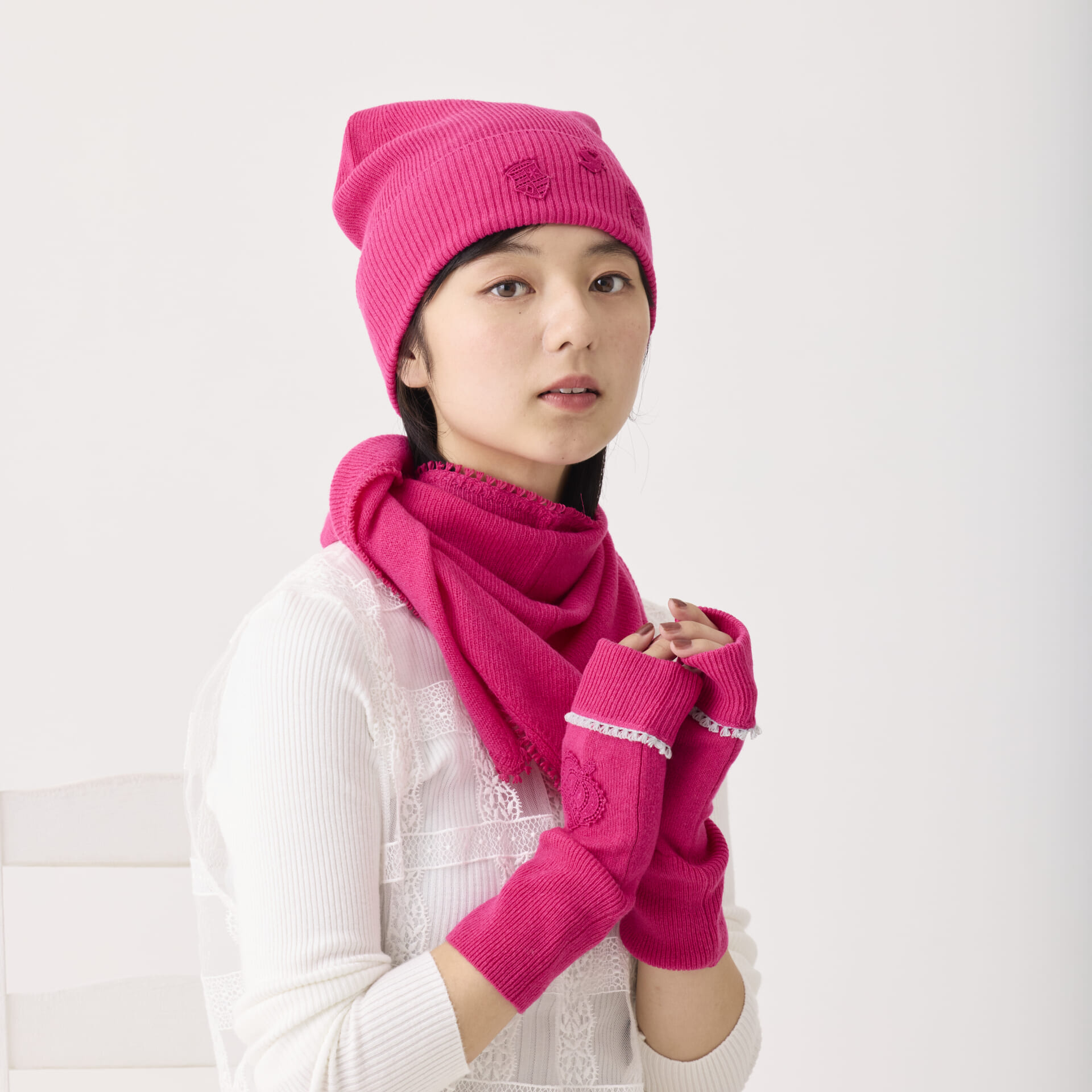 カシミヤシリーズ/ニット帽子（ピンク） | 横浜元町 近沢レース店