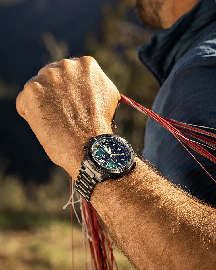 Promaster Navihawk A-T Green Dial Stainless Steel Bracelet AT8227