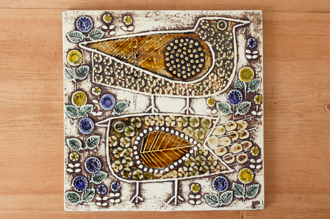 北欧 ヴィンテージ リサラーソン 陶板 鳥 北欧 ヴィンテージ