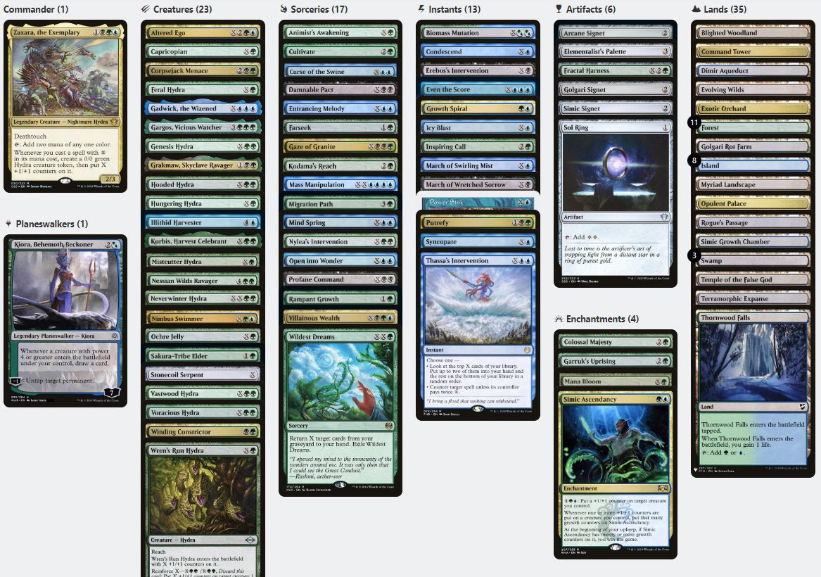 Zaxara, the Exemplary Hydra Tribal X-Spells Magic MTG Commander