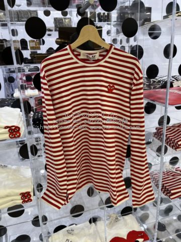 プレイ コムデギャルソン ボーダー長袖Tシャツ ブラック/ホワイト-ロン