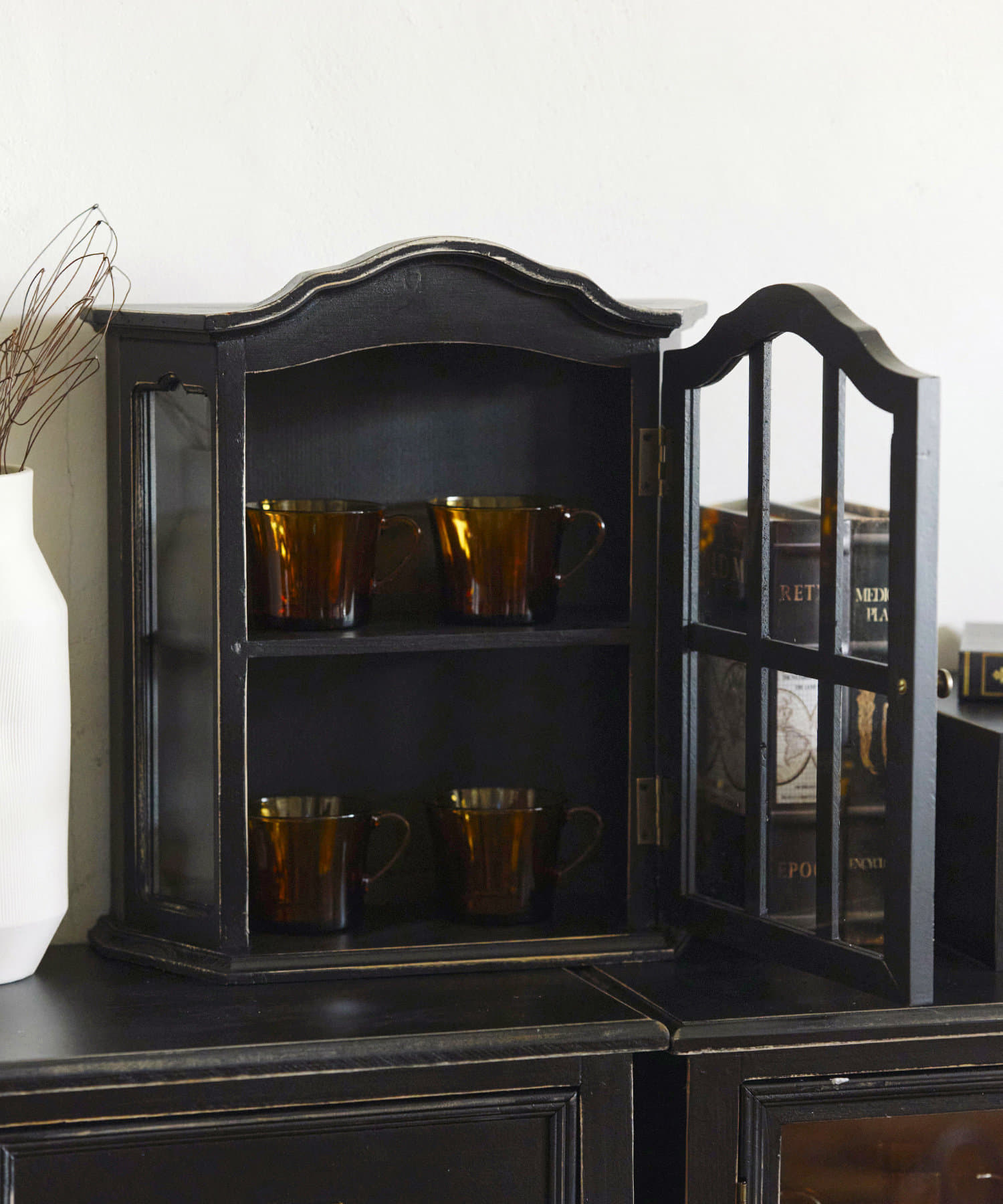 WEB限定商品》アンティークコレクションキャビネット／ブラック