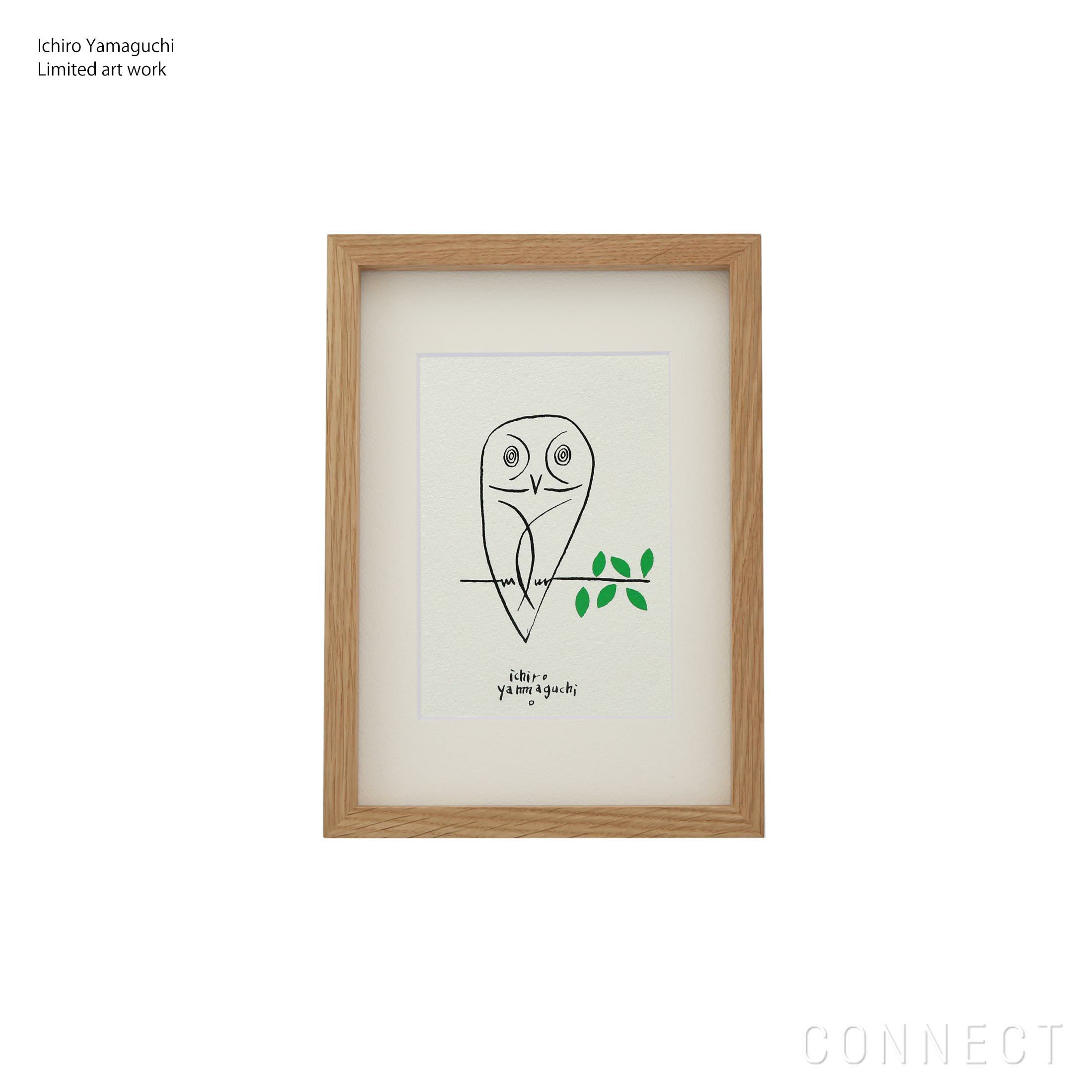 山口一郎 原画 フクロウ ポストカードサイズ 裏面サイン・絵あり 山口