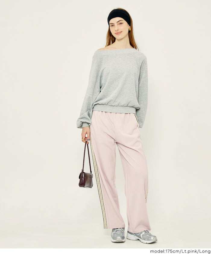 カットジョーゼットサイドラインパンツ レディース メール便不可