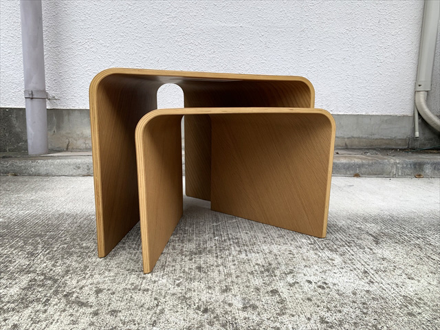 超超超激レア 廃盤 無印良品 重なるテーブルベンチ・成型合板・オーク