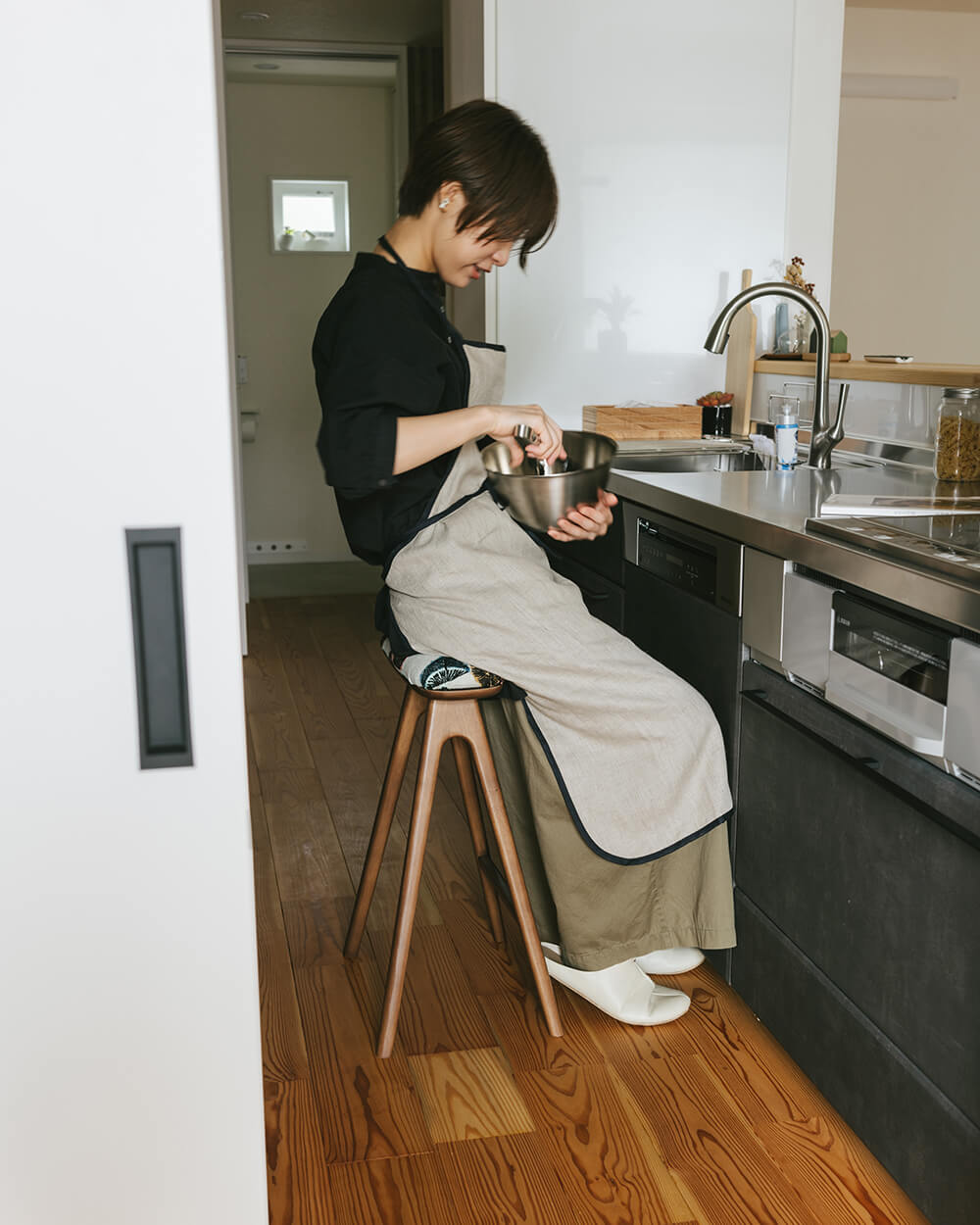 送料込】キッチンスツールBK(H630) ＋ミナ ペルホネン( mina perhonen