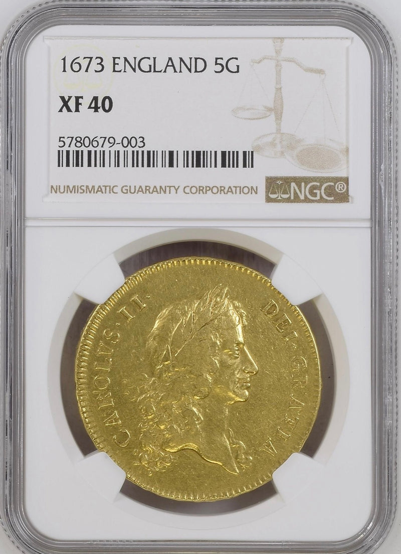 1673年 チャールズ2世 5ギニー金貨 (NGC/ XF40) – cocoin.jp