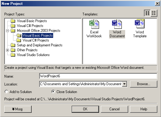 Using the Microsoft Visual Studio Tools for the Microsoft Office