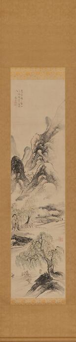 骨董品 石原春秋の風景画 「山水」鑑定書付 骨董品 石原春秋の風景画