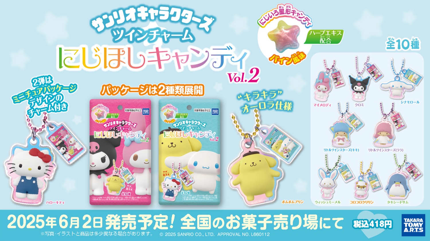 サンリオ ツインチャーム にじほしキャンディ第2弾 6月2日より発売!