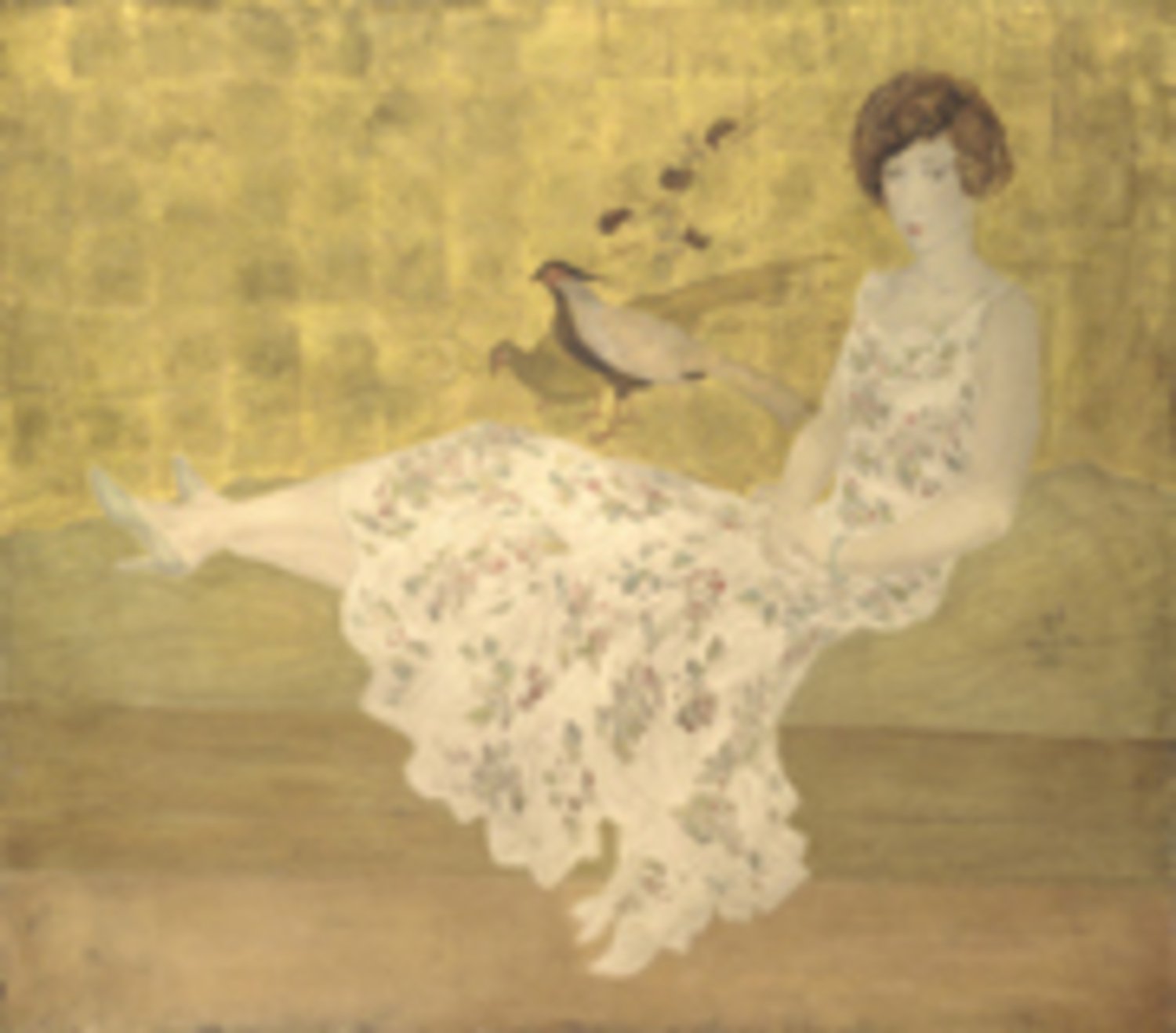 藤田嗣治【JEUNE FILLE A LA ROBE BLEUE】