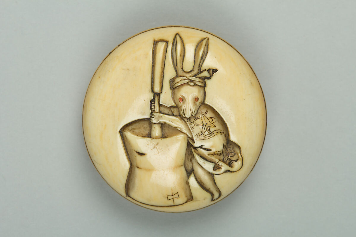 Netsuke of Rabbit Stirring Elixir - Japan - Edo (1615–1868) or