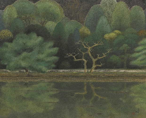 台中公園 風景画 林之助 台湾膠彩画 台中公園 風景画 林之助 台湾膠