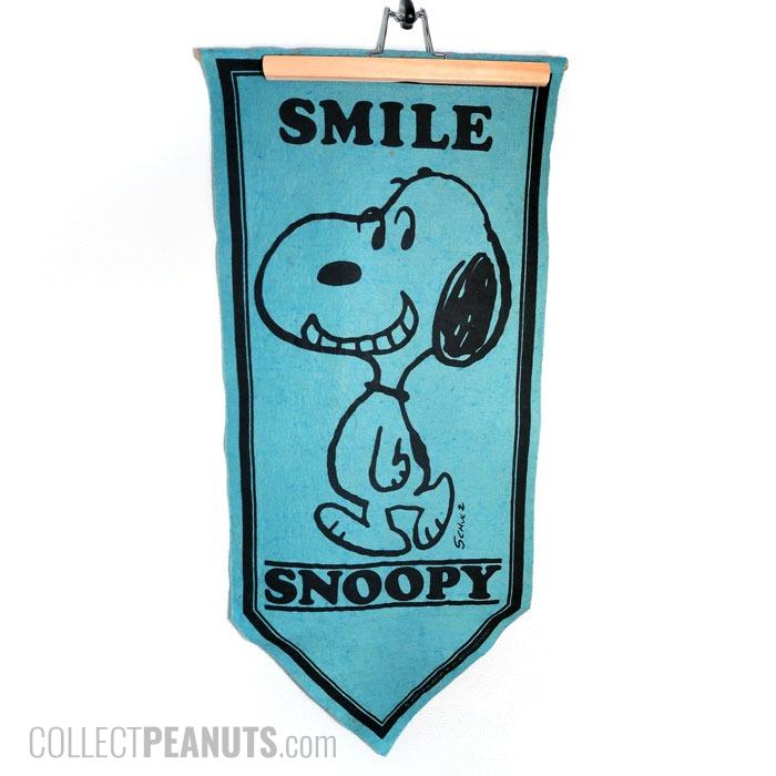60s Vintage peanuts banner 【SNOOPY】 Peanuts Snoopy & Woodstock