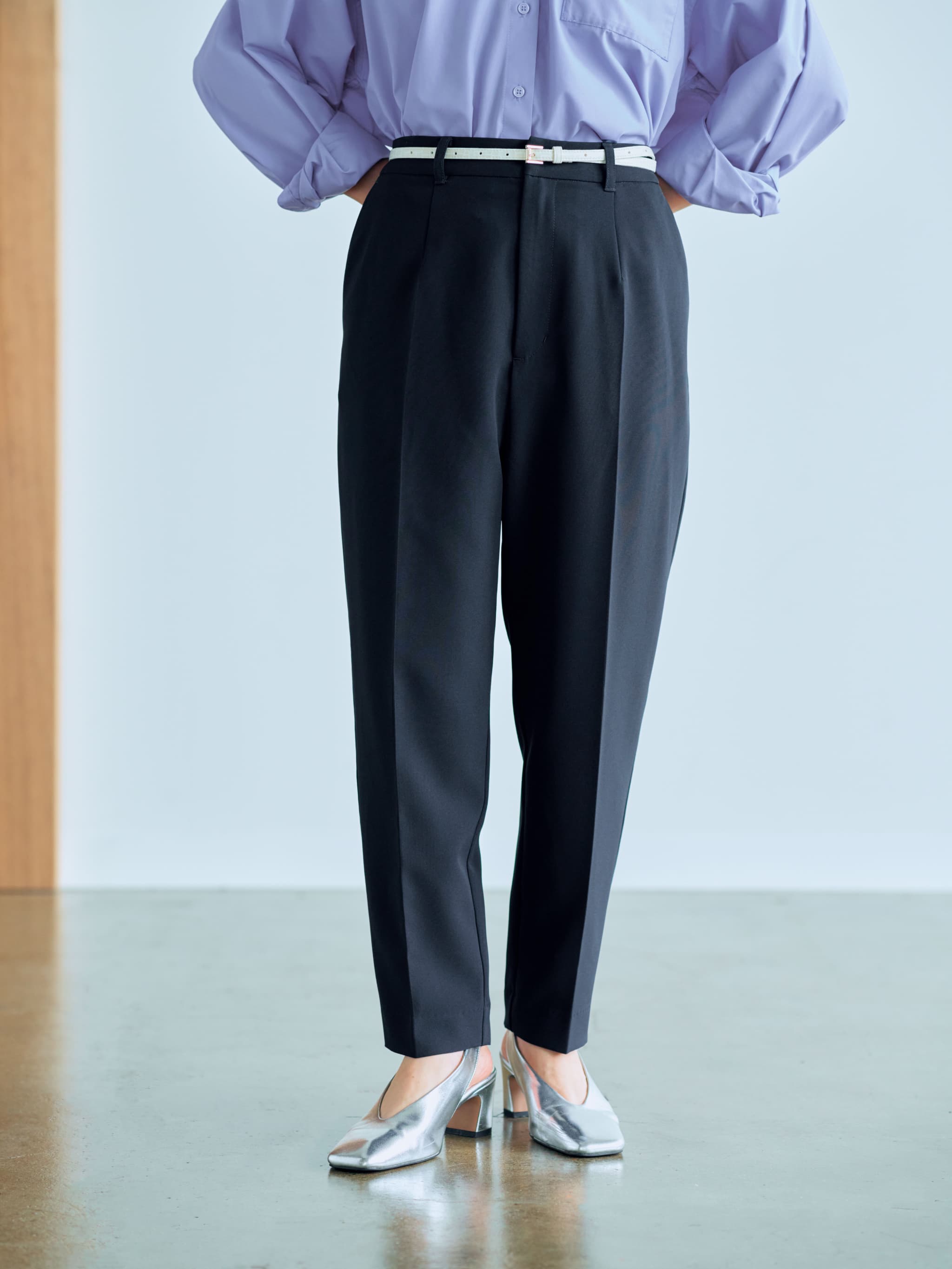 ダブルクロスウォッシャブルスリムパンツ-short & regular | 小柄・低