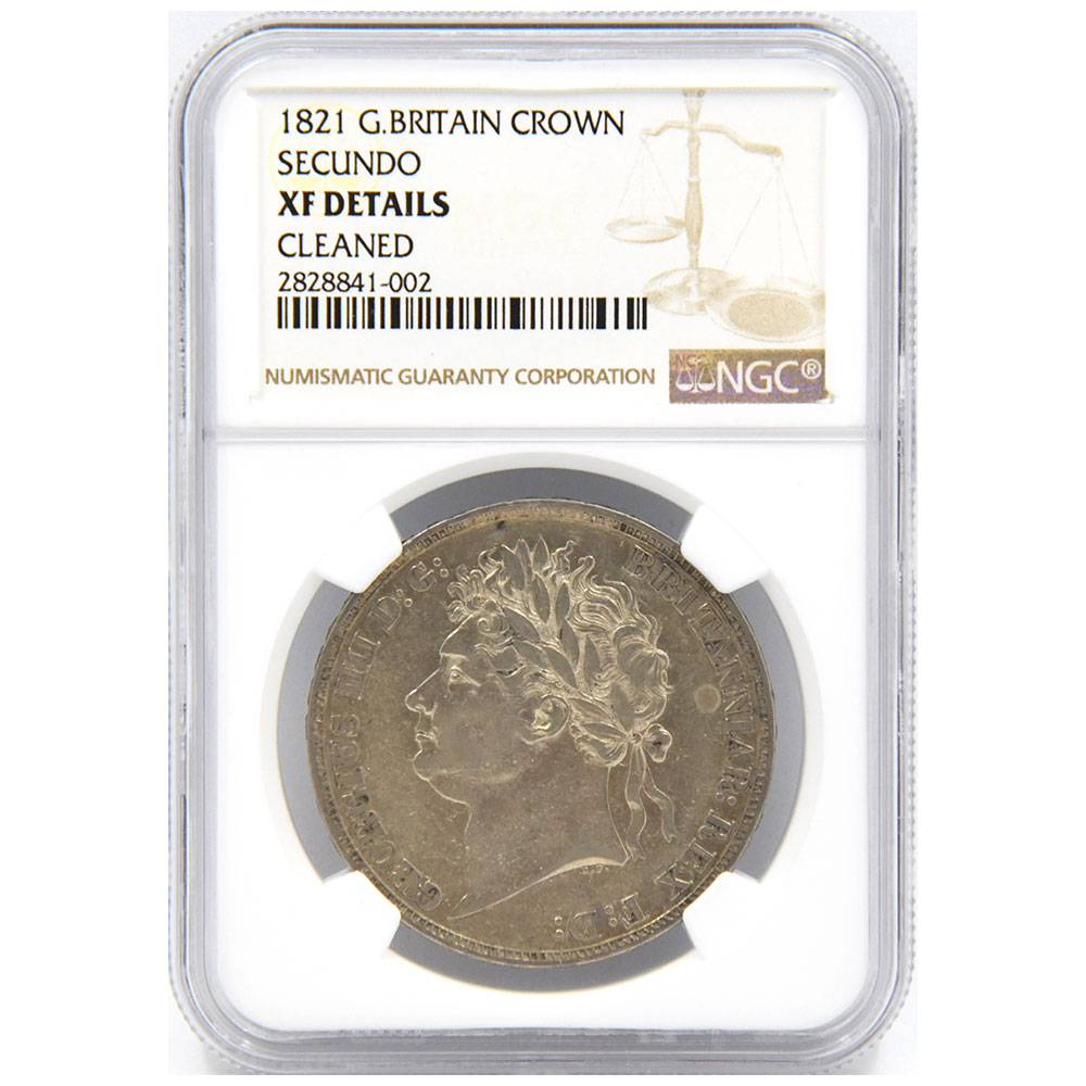 イギリス 1821 ジョージ4世 クラウン 銀貨 NGC XF DETAILS 即位2周年
