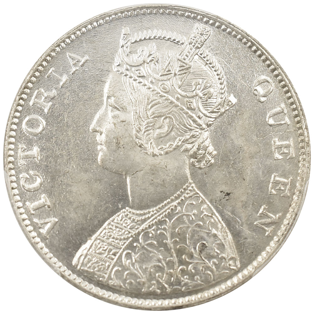 英領インド 1862(C or B) ヴィクトリア 1ルピー 銀貨 PCGS MS63 49435989