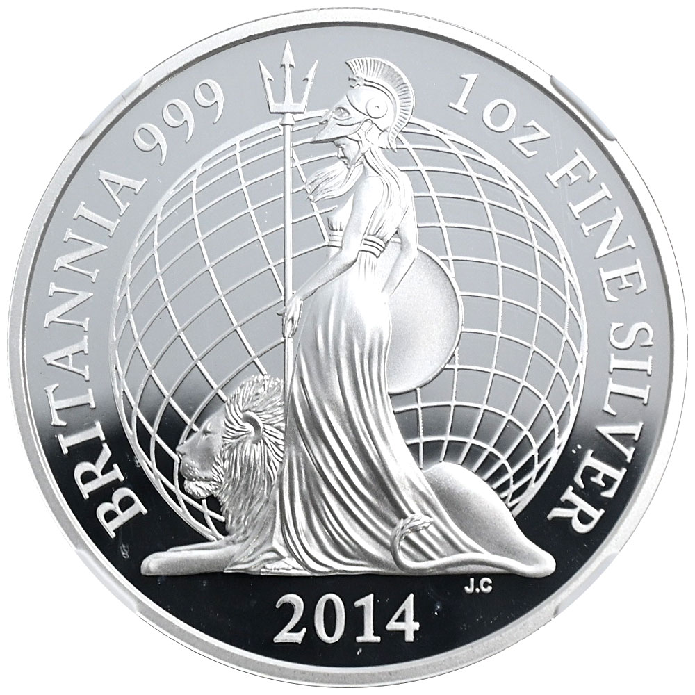 最高鑑定 2017 イギリス ブリタニア 20周年記念 2ポンド 1オンス 銀貨