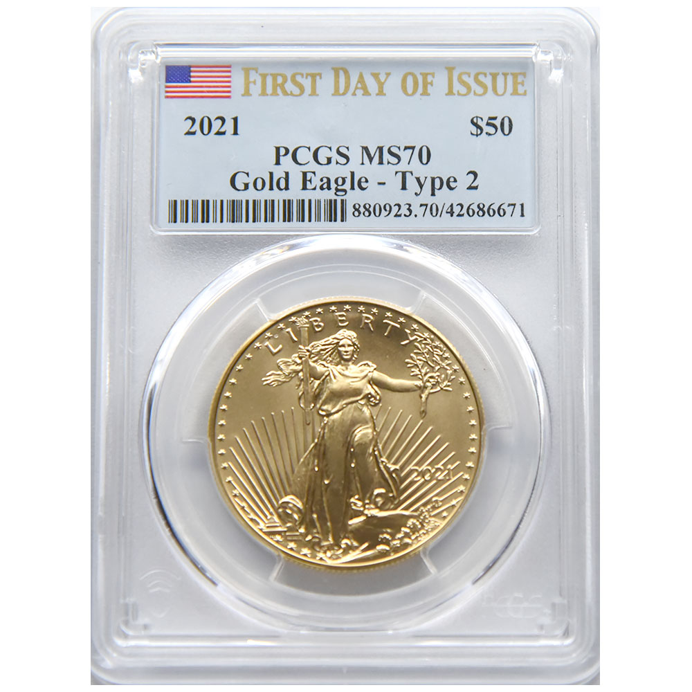 アメリカ 2021 50ドル1オンス 金貨 PCGS MS70 イーグル金貨 42686671