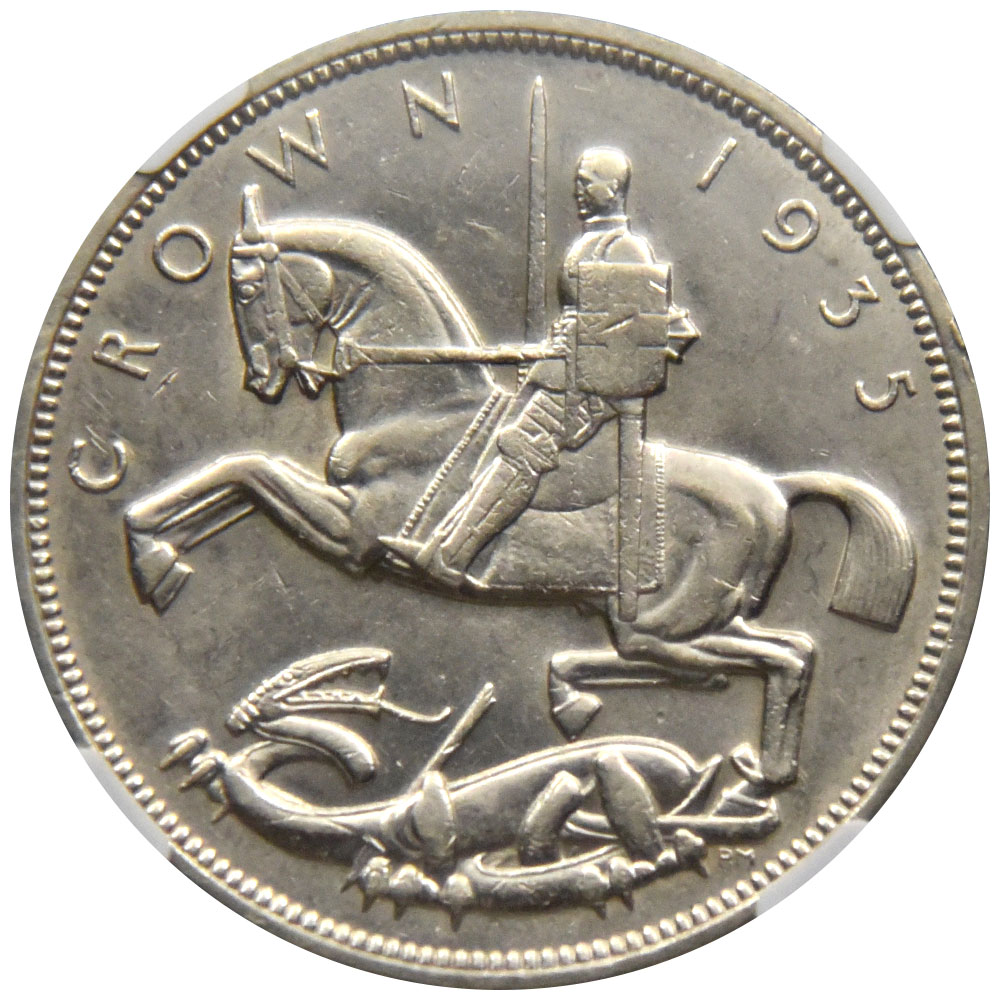 イギリス 1935 ジョージ5世 クラウン 銀貨 NGC AU 58 シルバー