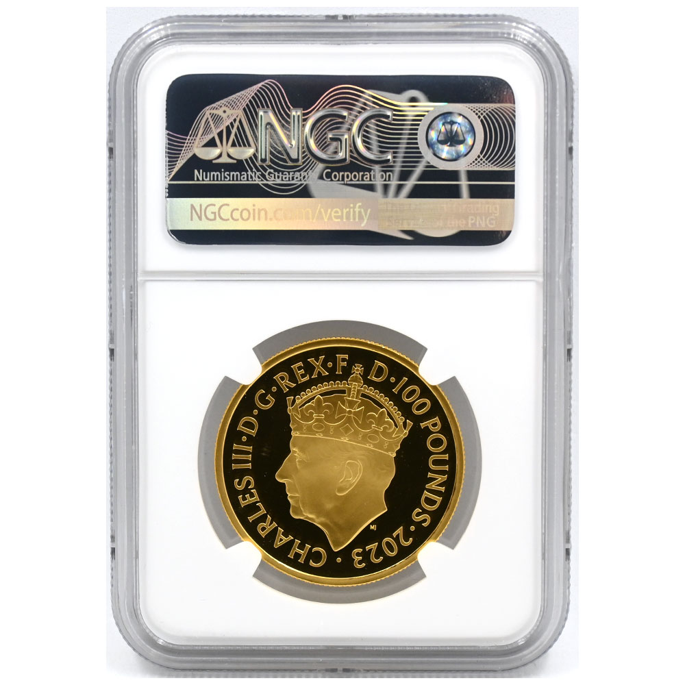 イギリス 2023 チャールズ3世 100ポンド 金貨 NGC PF70UC 戴冠記念
