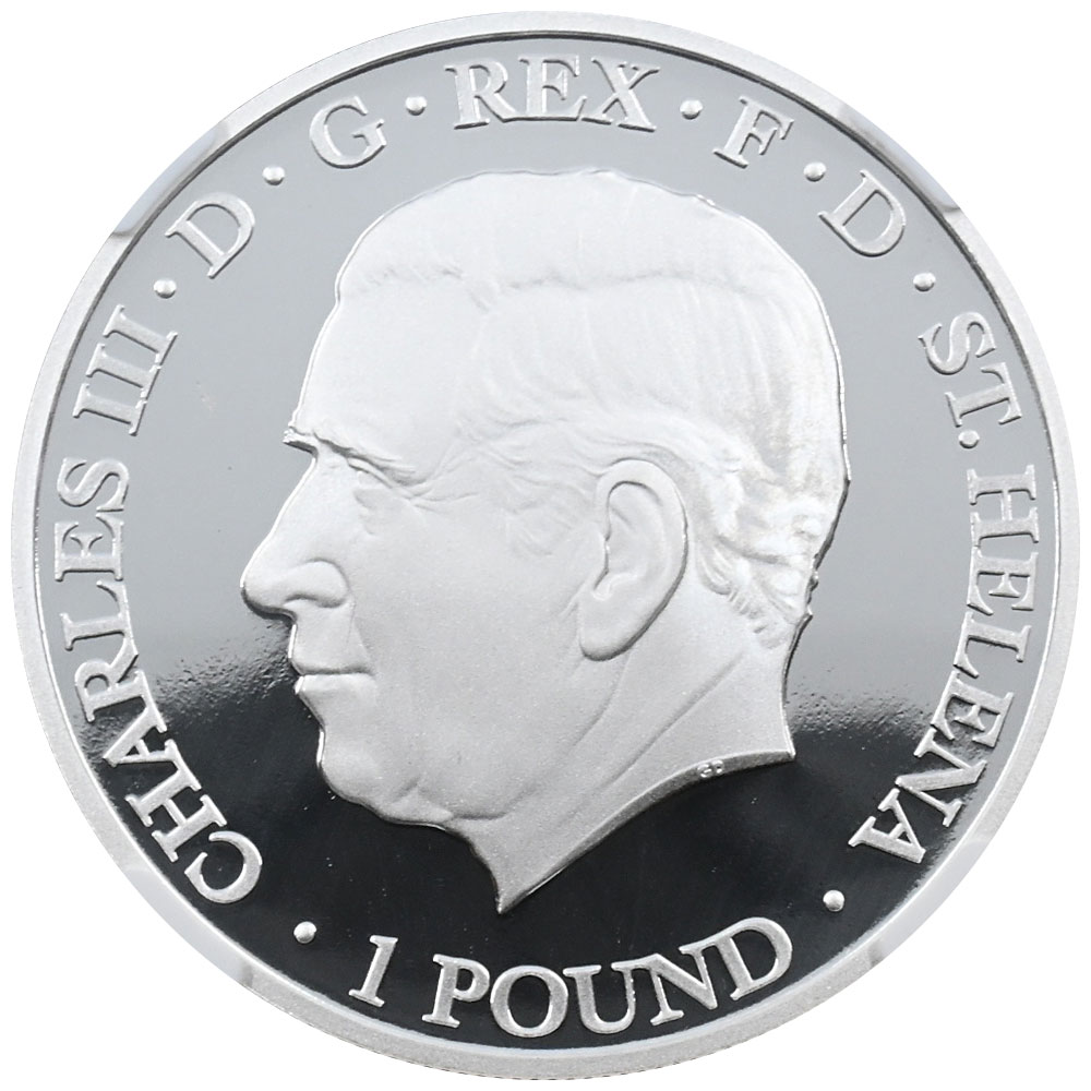 セントヘレナ 2024 チャールズ3世 1ポンド 1オンス 銀貨 NGC PF70UC