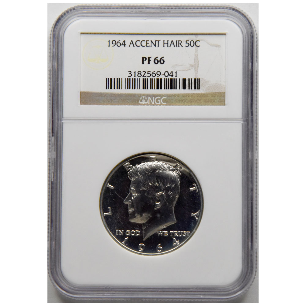 アメリカ 1964 ケネディ大統領 銀貨 NGC PF 66 アクセントヘアー