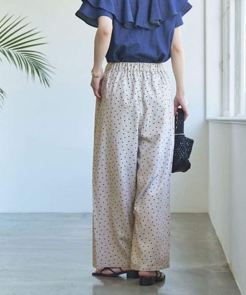 WEB限定】リネンミックスドットタックワイドパンツ