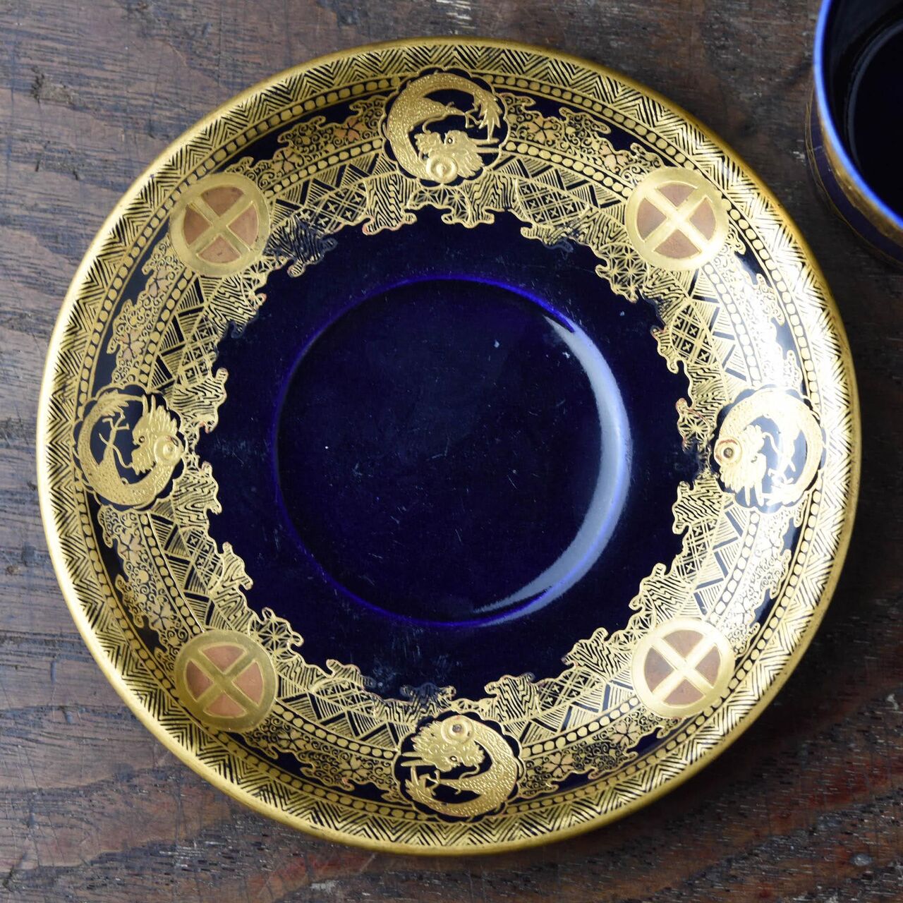 陶磁器 :: 7代目錦光山 京薩摩 瑠璃釉デミタスカップ&ソーサー