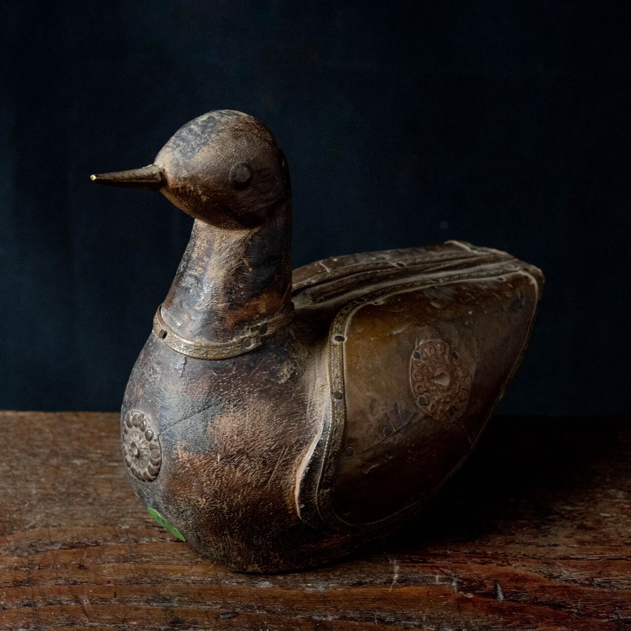 伝統工芸 美術 小鳥 木 止まり木 銅器 真鍮 正晴刻印 金属工芸 古物