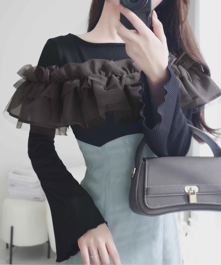 mily bilet】大人の女性にぴったり！チュールフリルデザインドッキング