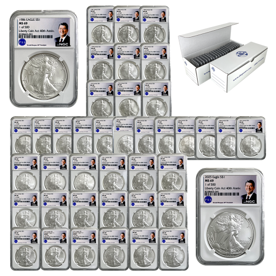 1986-2025 NGC Numbered Silver Eagle Date Run Set | US Coins