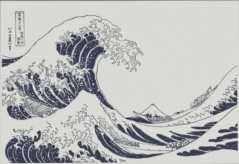 廃盤希少☆大判！富嶽三十六景 神奈川沖浪裏◇葛飾北斎 ステンドグラス