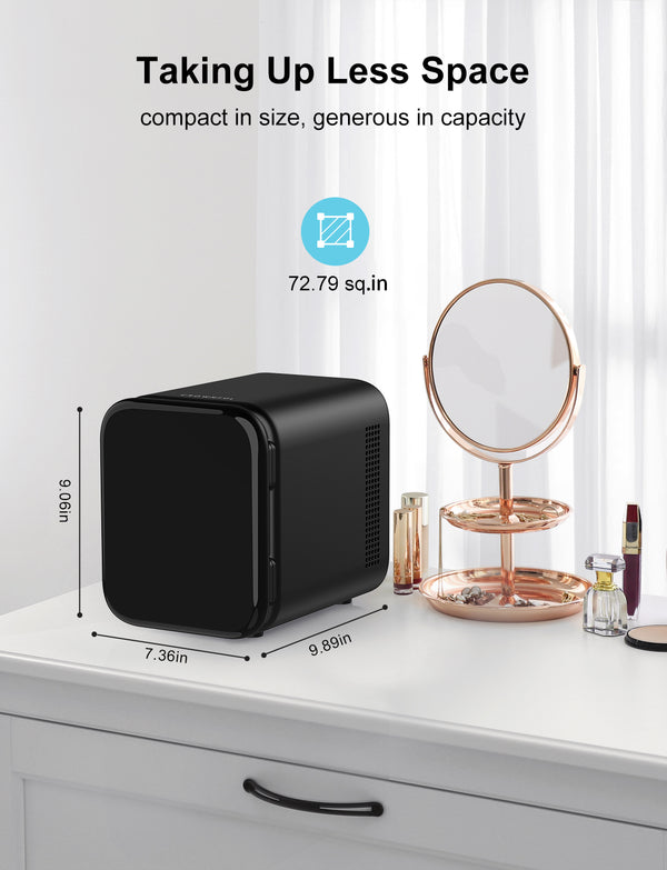 CROWNFUL Mini Fridge, 4 Liter/6 Cans Portable Skincare Fridge
