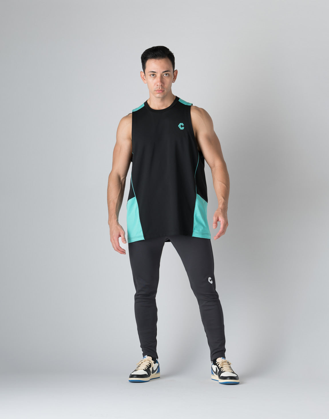 GRANCY シャーリングデザインラインストーングラフィックノー