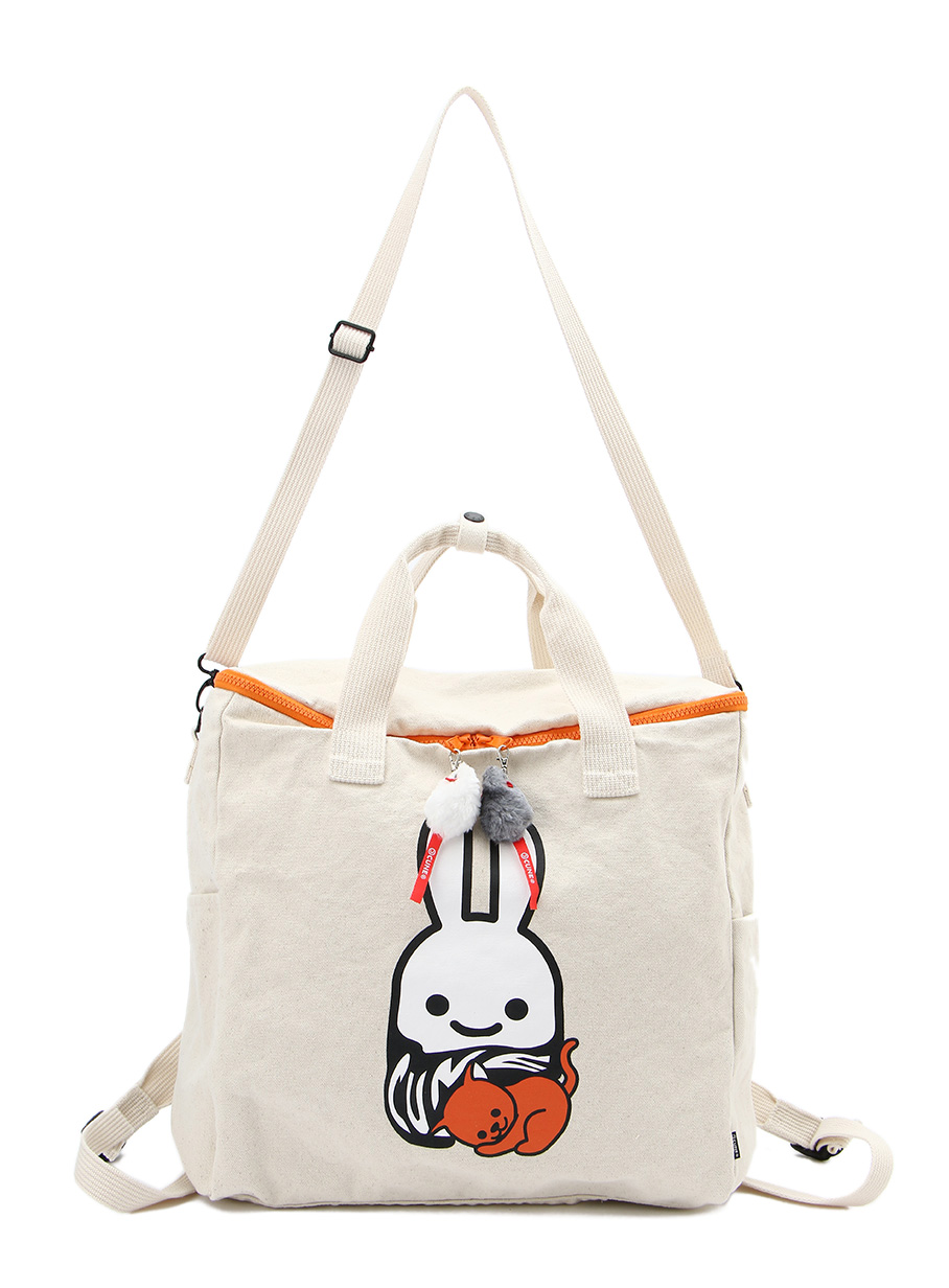 3WAYキャンバススクエアバッグ L｜ウサギがいる｜CUNE ONLINE STORE
