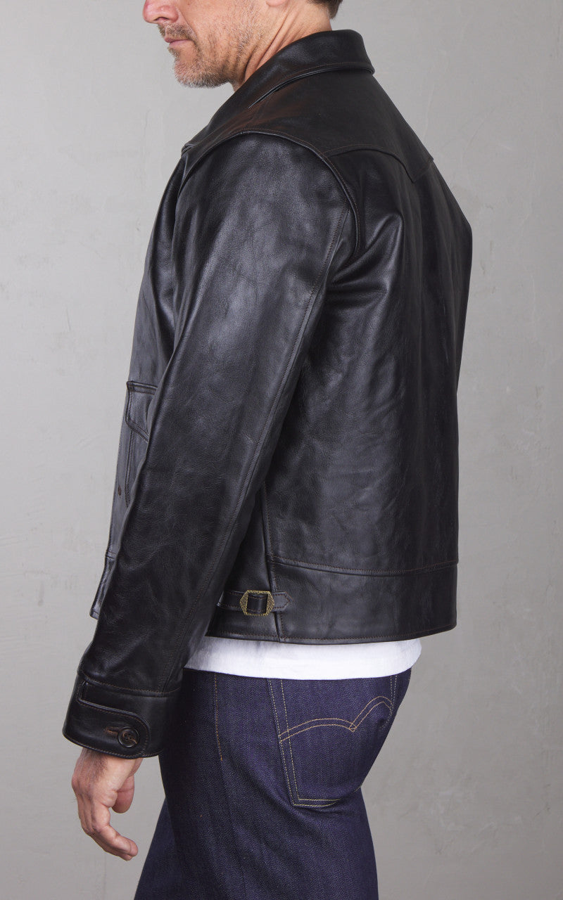 Double Helix Classic 1920s Horsehide Leather Jacket Black