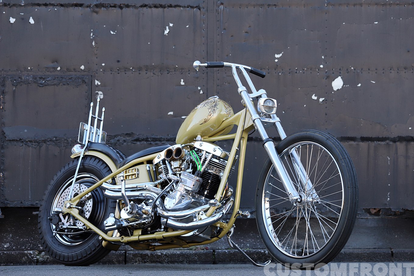 戦前シルバー骸骨ガボールハーレーチョッパー骨董アンティークスカル