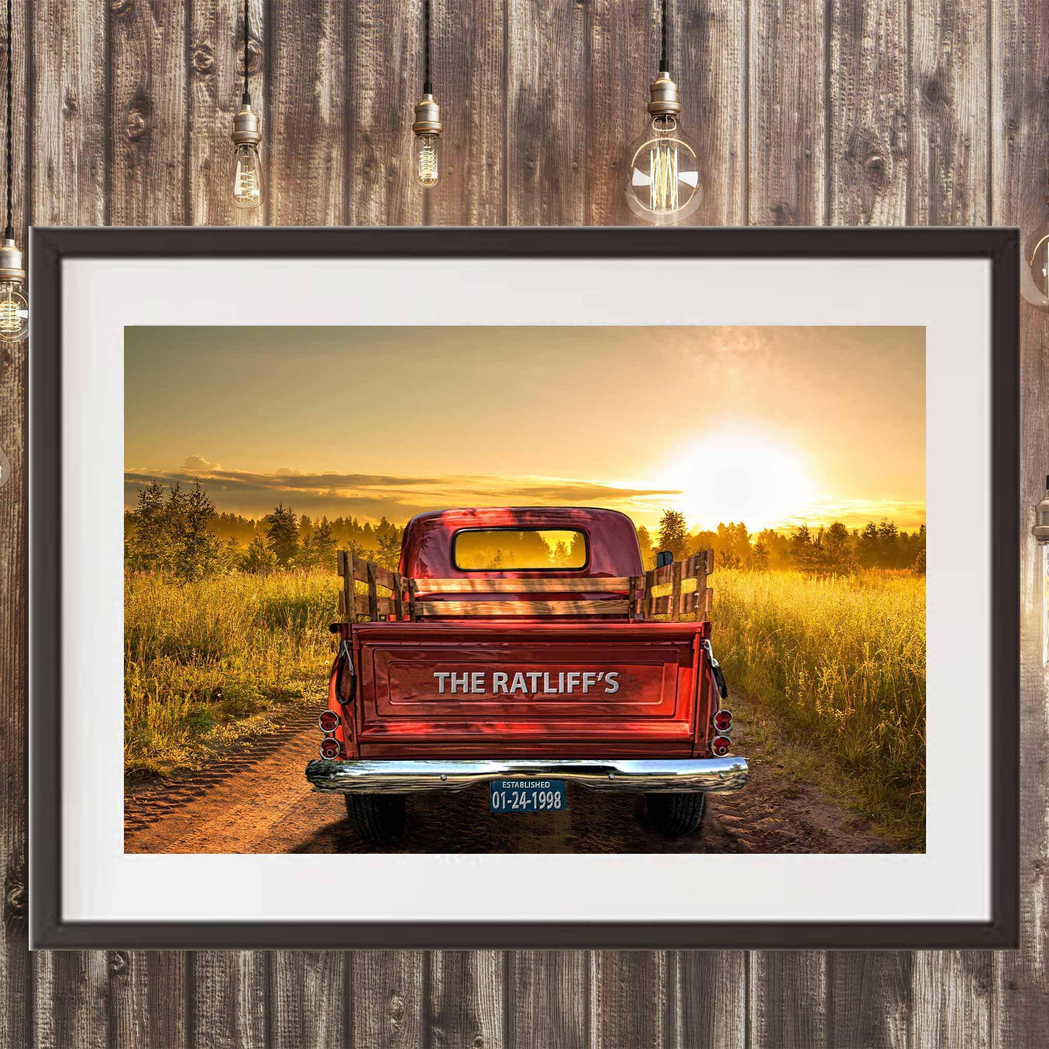Vintage Truck Dirt Road Sunset Personalized Poster – Customly Gifts