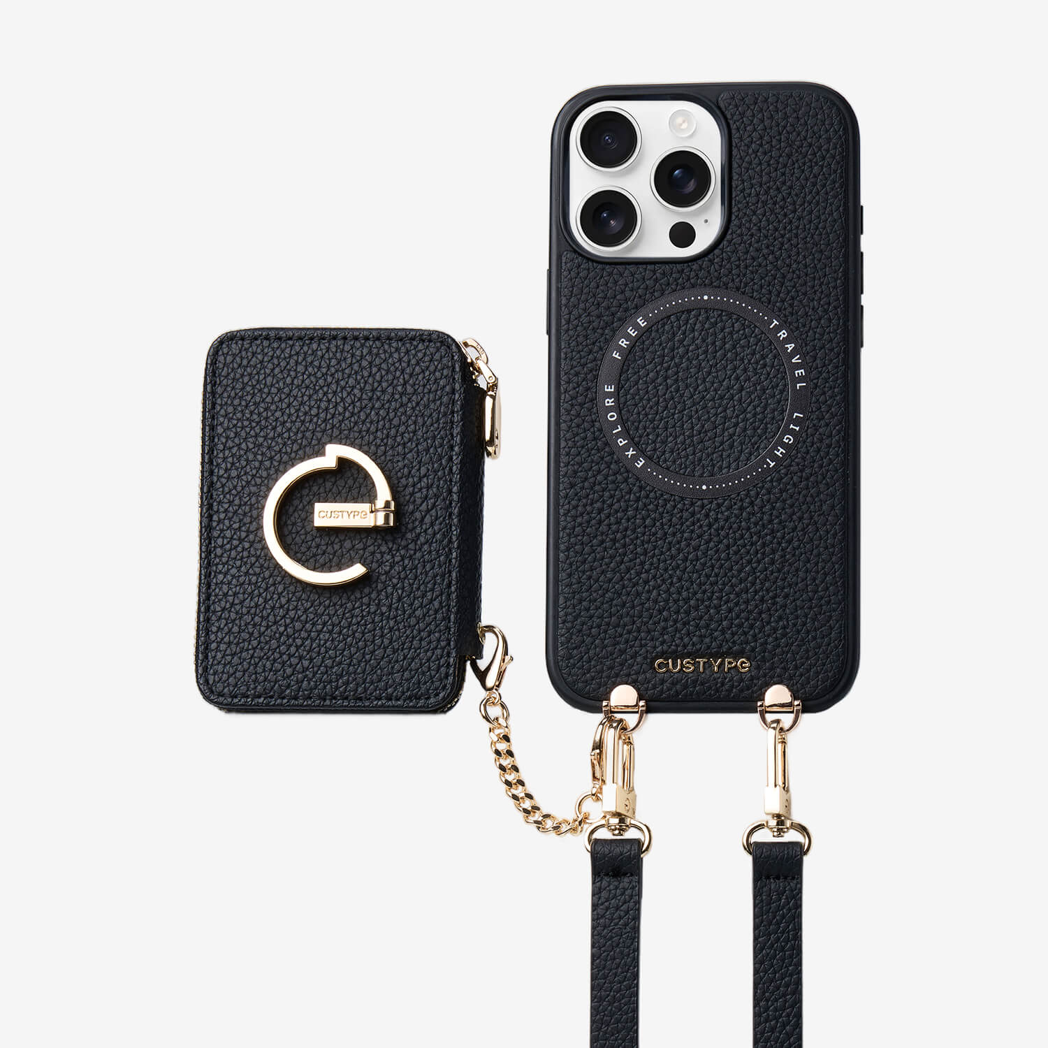 Custype iPhone 15 Pro クロスボディケース、カードホルダーと